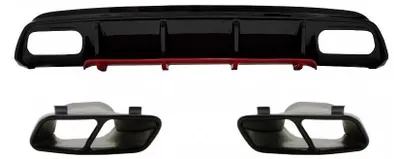 Produktbild von Stoßstangen Diffusor für Mercedes W176 MOPF 15-18 Endrohre A45 Look.