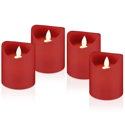 Obrázok produktu pre Goobay 44591 Sada 4 sviečok z pravého vosku LED, červená - Krásne a bezpečné riešenie osvetlenia pre mnohé priestory, ako sú domy a lodžie, kancelárie alebo školy
