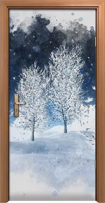 Produktbild von Türposter 90x200 cm Türaufkleber Türtapete Türfolie Klebefolie Aquarell einer Winter Landschaft