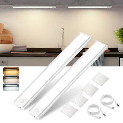Produktbild von ZMH Unterbauleuchte Küche Led Dimmbar 30CM 2 Stück Schrankbeleuchtung mit Bewegungsmelder 3 Farbtemperatur Schranklicht USB Wiederaufladbar Küchenlich