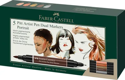 Produktbild von Faber-Castell Pitt Artist Pen – Doppeltipp-Stifte – 5 Farben