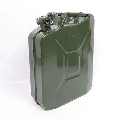 Imagen del producto de Contenedor de combustible de 20 litros, fabricado en acero, color verde militar. (También: Contenedor de reserva, color verde militar)