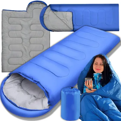 Produktbild von Schlafsack für Camping Outdoor Deckenschlafsack Sommer Wasserdicht Ultraleicht Kleines Packmaß Tragetasche 210x75cm Blau Retoo