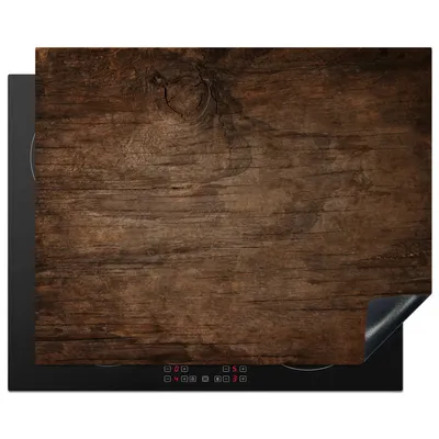 Obrázok produktu pre KitchenYeah® Kryt varnej dosky vzhľad dreva - hnedý - priemyselný, 65x52cm, kuchynská dekorácia, keramický kryt varnej dosky, krycia doska na varnú dosku