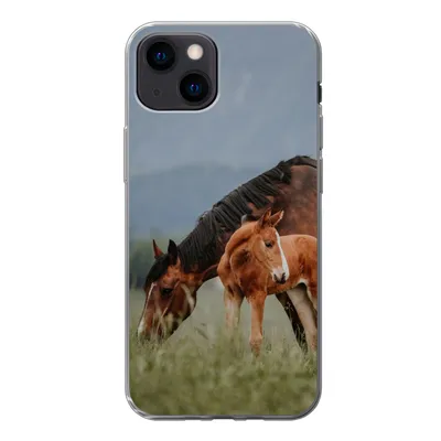 Produktbild von MuchoWow® Handyhülle Schutzhülle Hülle für iPhone 13 mini Pferde - Fohlen - Natur Silikon Softcase Handy Hülle - Softcase