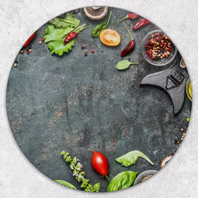 Produktbild von Glas-Herdabdeckplatten Glaskeramikkochfeld-Abdeckung Spritzschutz Glas Runden Schneidebrett fi40 cm - Kräuter Gewürze