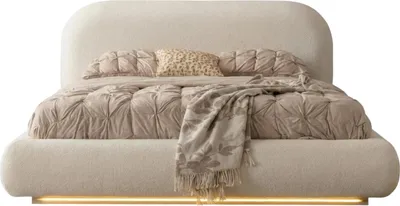 Produktbild von Bett Alaska Stoffbezug Creme LED Bettkasten optional mit 2 Nachttischen, Liegefläche:160x200 + 2 Nachttische