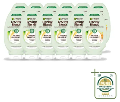 Imagen del producto de 12 unidades de acondicionador nutritivo de leche de almendras Garnier Loving Blends, 250 ml, pack ahorro