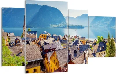 Produktbild von Bild auf Leinwand - Leinwandbild - Berge See Wasser - 120x70cm - Wand Bild - Wanddeko - Wandbilder - Leinwanddruck - Bilder - Kunstdruck - Wanddekoration - Leinwand bilder - Wandkunst - DL120x70-3955