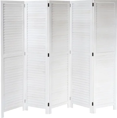 Zdjęcie produktu dla Parawan HWC-C30, parawan dzielący pokój, styl vintage, 170x205cm ~ biały