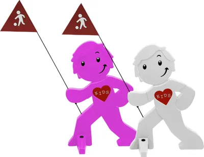 Produktbild von StreetBuddy - Warnfigur, Warnaufsteller, Warnschild für Kindersicherheit 2er Set (Magenta / Weiß)