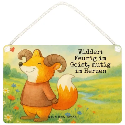 Produktbild von Mr. & Mrs. Panda Schild Widder Astologie Design DIN A6 - Weiß - Geschenk, Astrologie, wandtafel, Holzschild, wandhänger, Türschild, Sternzeichen, Tierkreiszeichen