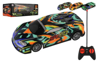 Productafbeelding van RC auto, 27MHz, plastic, 20cm, op batterijen, met 3 kleuren licht, in een doos van 27x10x13cm