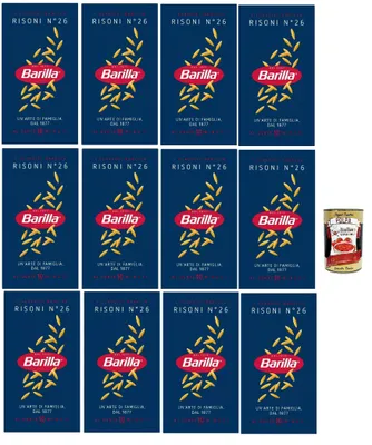 Produktbild von Barilla Risoni N.26 – 12×500 g Suppenpasta aus Hartweizengrieß, reisförmig für Brühen & Minestrone, al dente in 10 Min., hergestellt in Italien + Italian Gourmet polpa