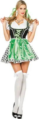 Produktbild von Dirndl Kleid Wiesn Trachtenkleidung Grün Schwarz Weiß Kariert