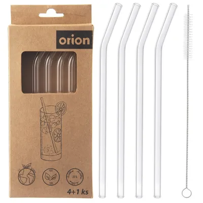 Zdjęcie produktu dla Orion szklane słomki do picia słomki ze szczotką do czyszczenia szklane słomki wielokrotnego użytku 20 cm 5 łyżek.