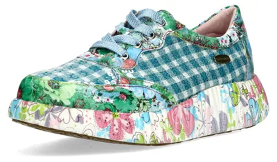 Produktbild von Laura Vita Damen Sneaker Karomuster Pailletten Plateau NIKITO 53, Größe:38 EU, Farbe:Blau