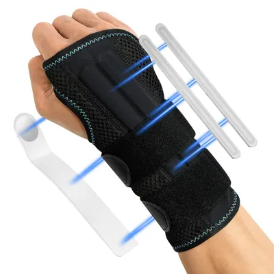 Produktbild von Handgelenkbandage Handgelenkstütze Handgelenkschiene - 3 Metallschienen - Rechte Hand - S/M