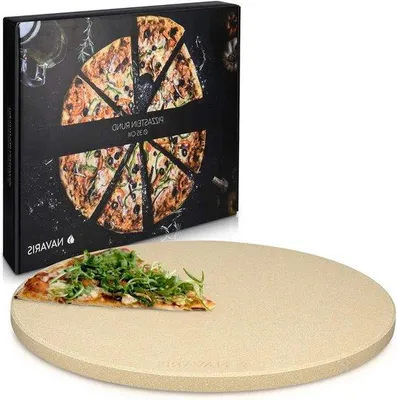 Image de Pizzasteen 35 cm für den Ofen oder Grill - Naturstein Pizzaplatte mit Rezeptbuch
