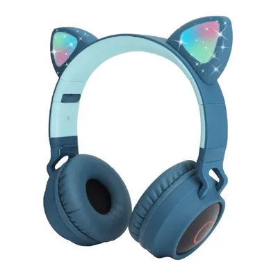 Image de Casque sans fil MG CA-028 avec oreilles de chat, bleu marine