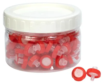 Productafbeelding van 100 PTFE-spuitfilters, hydrofiel, poriegrootte 0,45 μm, membraandiameter 13 mm