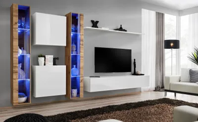 Zdjęcie produktu dla Ściana do salonu RIONATA 16 - dąb wotan / biały