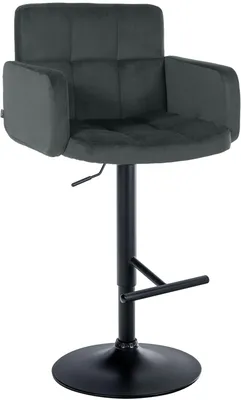 Produktbild von CLP Barhocker Los Angeles Samtbezug höhenverstellbar drehbar bis 150 kg dunkelgrau Gestell Farbe schwarz