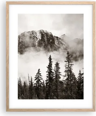Produktbild von Gerahmtes Poster - Rahmen in heller Eiche - Nebel Berg Wald - 40x50 cm - Wand Bild - Wanddeko - Wandbilder - Kunstposter - Wandposter - Bilderrahmen - Bilder - Kunstdruck - P2NPA40x50-4936