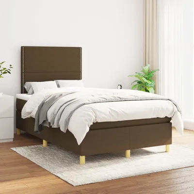 Produktbild von The Living Store Boxspringbett mit Matratze Dunkelbraun 120x200 cm Stoff