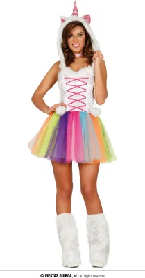 Immagine prodotto di Unicorno Fantasia Abito con Cappuccio Cappotto Colorato Magia Carnevale Sogno Costume Brillare Festa Fiabesca Colori Mondo Arcobaleno Allegria Pompon Magia Glitter, Taglia: 36 - 38 (S) Colore: Bianco