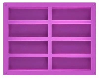Immagine prodotto di Stampo in silicone per barrette di cereali, barrette energetiche, brownies, set da 2, colore lilla, 8 cavità per stampo