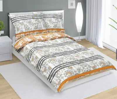 Obrázok produktu pre Bavlnená posteľná bielizeň – sivá, oranžová – 140 x 200, 70 x 90