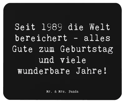 Produktbild von Mr. & Mrs. Panda Mousepad Spruch 1989 Geburtstag - Schwarz - Geschenk, Mauspad, Mouse Pad, Nostalgie Geburtstagsgeschenk, Geburtsjahr, Jahre Feiern, Happy Birthday