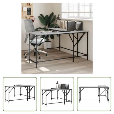 Obrázek produktu pro The Living Store Psací stůl Grey Sonoma 149x149x75 cm Materiál na bázi dřeva