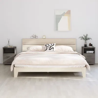 Produktbild von vidaXL Nachttische HAMAR 2 Stk. Hellgrau 40x35x62 cm Massivholz - Nachttisch - Nachttisch Holz - Nachttische - Nachttische Holz