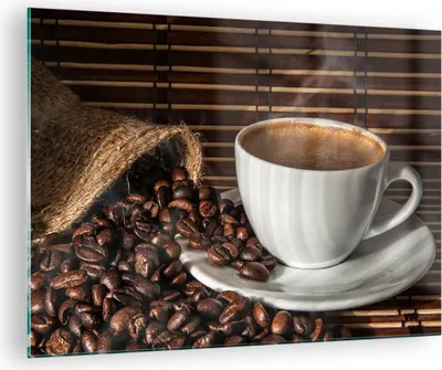 Produktbild von Bilder auf glas - Aroma Kaffee Getreide - 70x50cm - Glasbilder - Wandbilder - Kunstdruck - zum Aufhängen bereit - Wanddekoration aus Glas - Glas Bilder - Wandbild auf Glas - Einteilig - GAA70x50-2382