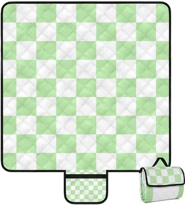 Produktbild von Wasserdichtes Picknickblatt 200x200cm, leckeres Stranddeck  für draussen, sandfreies Exemplar mit wasserdichtem Grund, Strandliege für 4-6 Personen mit Handgriff, Freizeittuch für Picknick, Garten, Strand – grün.