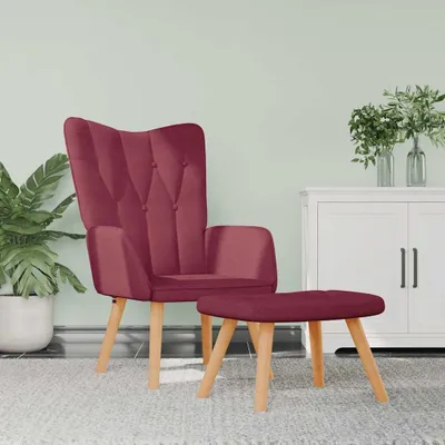 Produktbild von Weinroter Relaxsessel mit Hocker aus Stoff