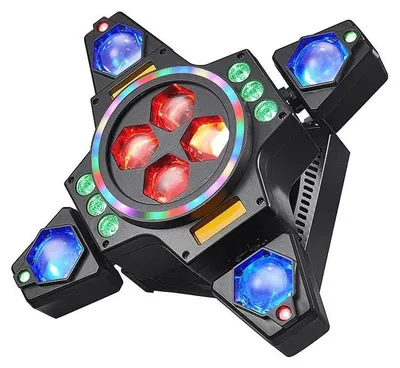 Image de Projecteur à tête mobile RGB - Projecteur de scène DMX512 - 100–150 W - Effet laser et faisceaux - 220 V AC - Prise européenne - Pour DJ et clubs