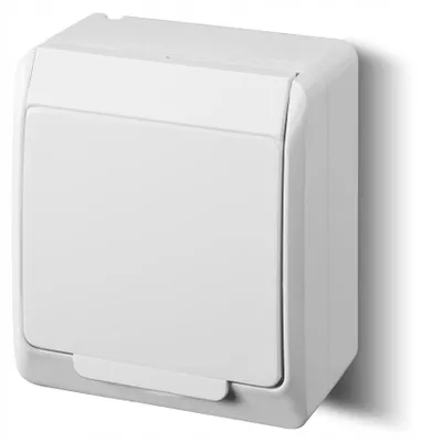 Produktbild von Aufputzsteckdose weiss 1-fach Feuchtraum IP44 16A 250V Aufputz-Montage