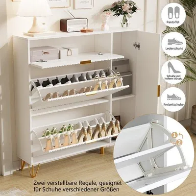 Zdjęcie produktu dla Drewniana półka ścienna – 2 wysuwane szuflady – biała – 2 drzwiczki