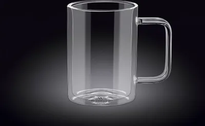 Zdjęcie produktu dla WILMAX England szklany kubek termiczny kubek do kawy kubek do herbaty kubek szklany o podwójnych ściankach 400 ml, zestaw 2, kubek termiczny przezroczysty, wariant: 400 ml (zestaw 2)