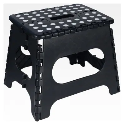 Produktbild von Faltbarer Klapphocker 27 cm (M) | Klapphocker | Duschhocker | Faltbar und Tragbar | 130 kg Belastbarkeit | Geeignet für Küche, Haushalt, Bad, Garten und Camping (Schwarz)
