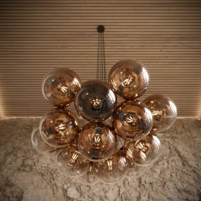 Produktbild von s.luce Orb Cluster Glaskugel Galerieleuchte Hängeleuchte 13-flammig Galerielampe Klar Ø 50cm Rund, Länglich