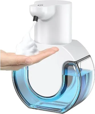 Obrázek produktu pro Automatický dávkovač mýdla se 4 nastavitelnými úrovněmi, 430 ml, nástěnný, dobíjecí dávkovač pěnového mýdla s funkcí nabíjení přes USB pro koupelnu, kuchyň, kancelář, školu