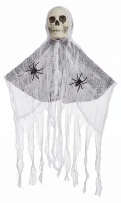 Produktbild von Horror Schädel Hängedeko Halloween Dekoration Spukhaus Bar Party Outdoor Garten Totenkopf Prop Grusel - Farbe: Spider web white