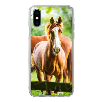 Produktbild von MuchoWow® Handyhülle Schutzhülle Hülle für iPhone X Pferde - Licht - Wiese Silikon Softcase Handy Hülle - Handyhülle