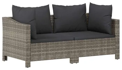 Produktbild von vidaXL 2-teiliges Garten-Lounge-Set mit Kissen Grau Poly Rattan