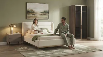 Zdjęcie produktu dla Schlafzimmer Set Beige Modern Luxus Bett Schrank 2x Nachttische
