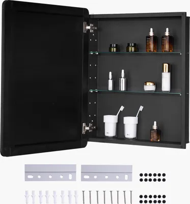 Obrázek produktu pro Zrcadlová skříňka VEVOR, zrcadlová skříňka na léky, skříňka na léky (662 x 135 x 762 mm) pro koupelny, vestavba a montáž na stěnu